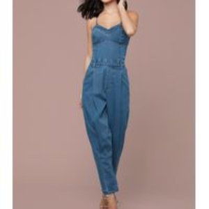 Bebe Denim Bustier Jumpsuit Kate Wash 10